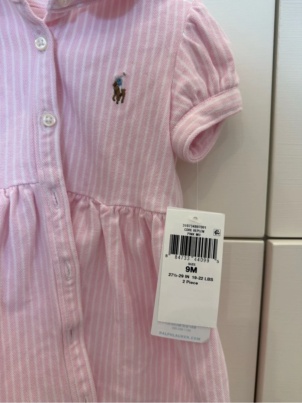 Ralph Lauren Pink Striped Polo Dress with Matching Bloomers